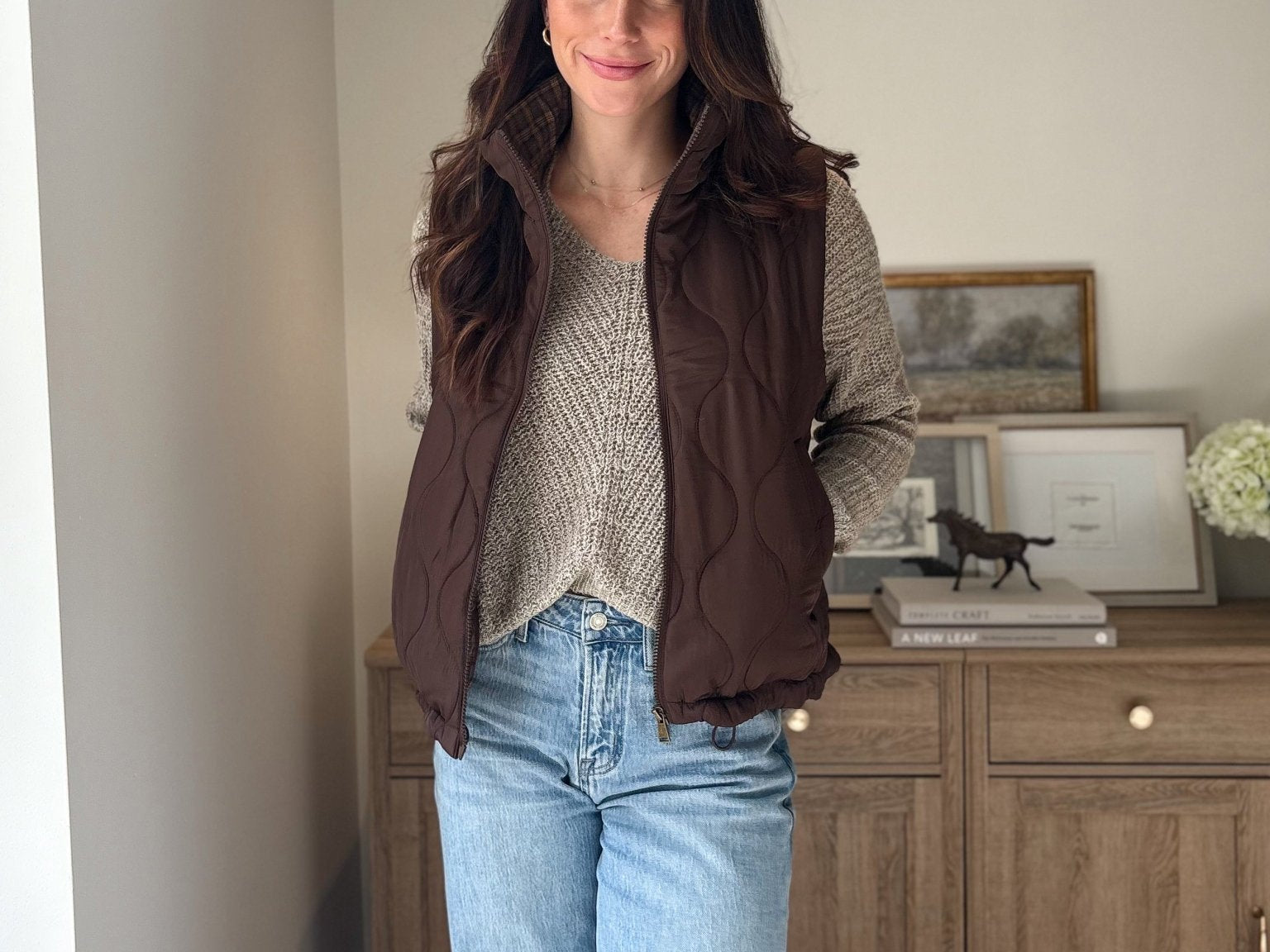 The 'Maple & Main' Plaid Collar Quilted Zip-Up Vest- 2 Colours Available - Love and Lee Apparel