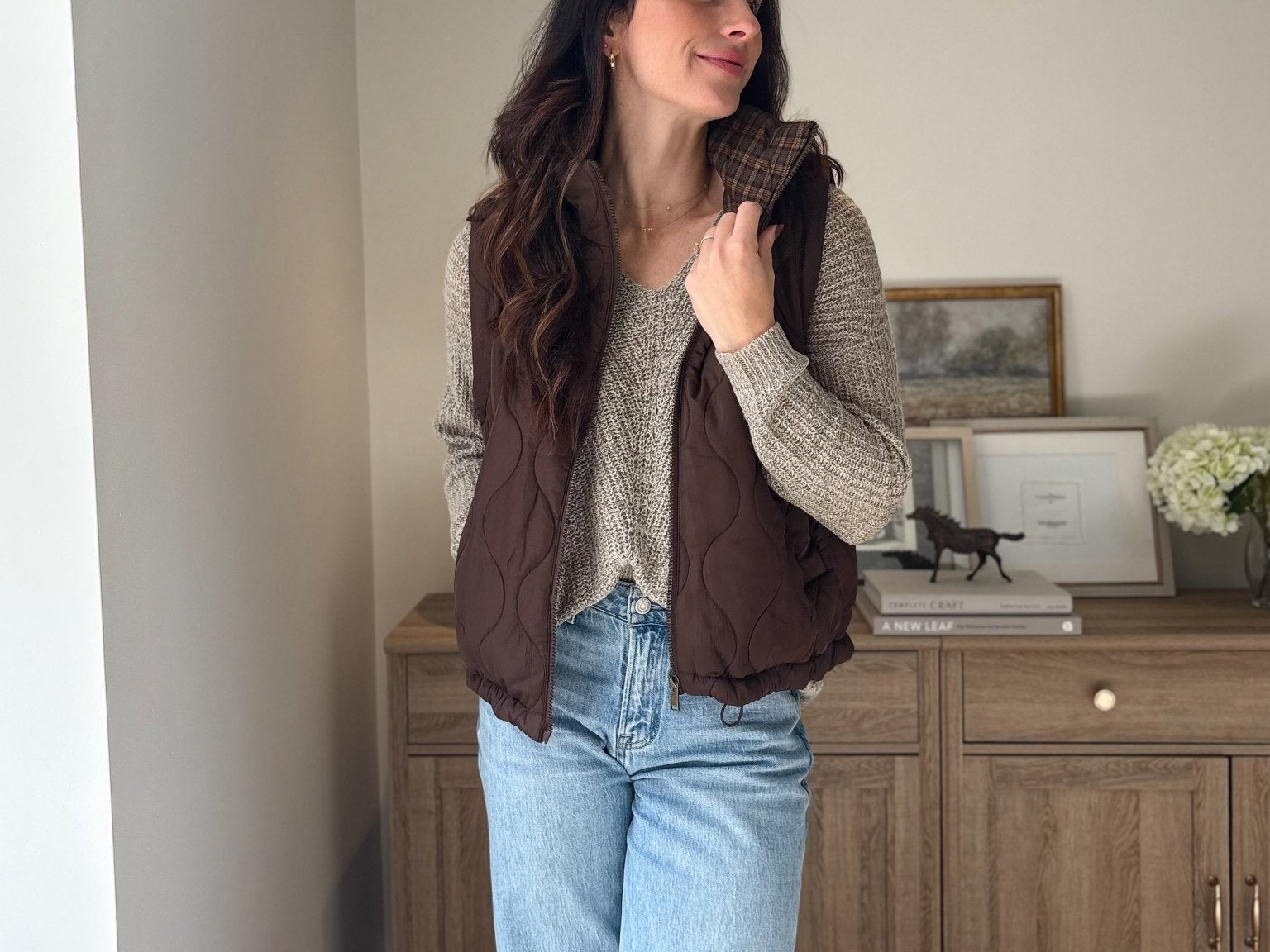 The 'Maple & Main' Plaid Collar Quilted Zip-Up Vest- 2 Colours Available - Love and Lee Apparel