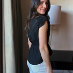 Split Neck Ruched Sleeve Blouse - Love and Lee Apparel