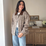 The 'Fawn' Animal Print Jacket with Corduroy Collar - Love and Lee Apparel