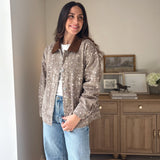 The 'Fawn' Animal Print Jacket with Corduroy Collar - Love and Lee Apparel