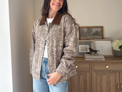 The 'Fawn' Animal Print Jacket with Corduroy Collar - Love and Lee Apparel