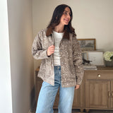 The 'Fawn' Animal Print Jacket with Corduroy Collar - Love and Lee Apparel