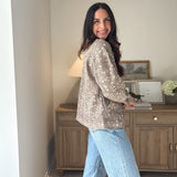 The 'Fawn' Animal Print Jacket with Corduroy Collar - Love and Lee Apparel