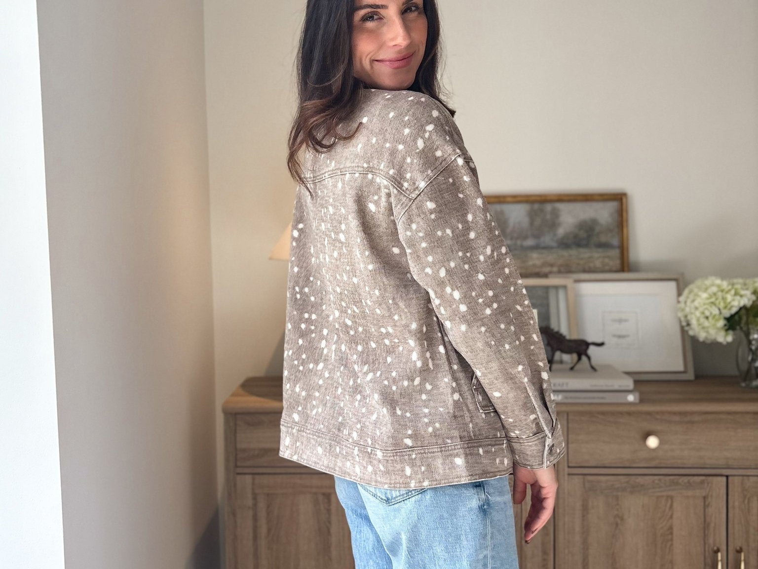 The 'Fawn' Animal Print Jacket with Corduroy Collar - Love and Lee Apparel