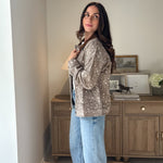 The 'Fawn' Animal Print Jacket with Corduroy Collar - Love and Lee Apparel