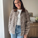 The 'Fawn' Animal Print Jacket with Corduroy Collar - Love and Lee Apparel