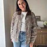 The 'Fawn' Animal Print Jacket with Corduroy Collar - Love and Lee Apparel