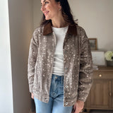 The 'Fawn' Animal Print Jacket with Corduroy Collar - Love and Lee Apparel