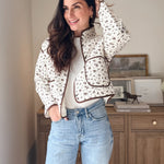 The 'Village Cafe' Floral Print Snap Button Quilted Jacket - Love and Lee Apparel