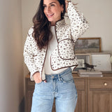 The 'Village Cafe' Floral Print Snap Button Quilted Jacket - Love and Lee Apparel