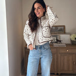 The 'Village Cafe' Floral Print Snap Button Quilted Jacket - Love and Lee Apparel