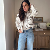 The 'Village Cafe' Floral Print Snap Button Quilted Jacket - Love and Lee Apparel