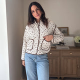 The 'Village Cafe' Floral Print Snap Button Quilted Jacket - Love and Lee Apparel