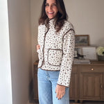 The 'Village Cafe' Floral Print Snap Button Quilted Jacket - Love and Lee Apparel