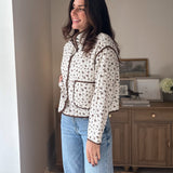 The 'Village Cafe' Floral Print Snap Button Quilted Jacket - Love and Lee Apparel