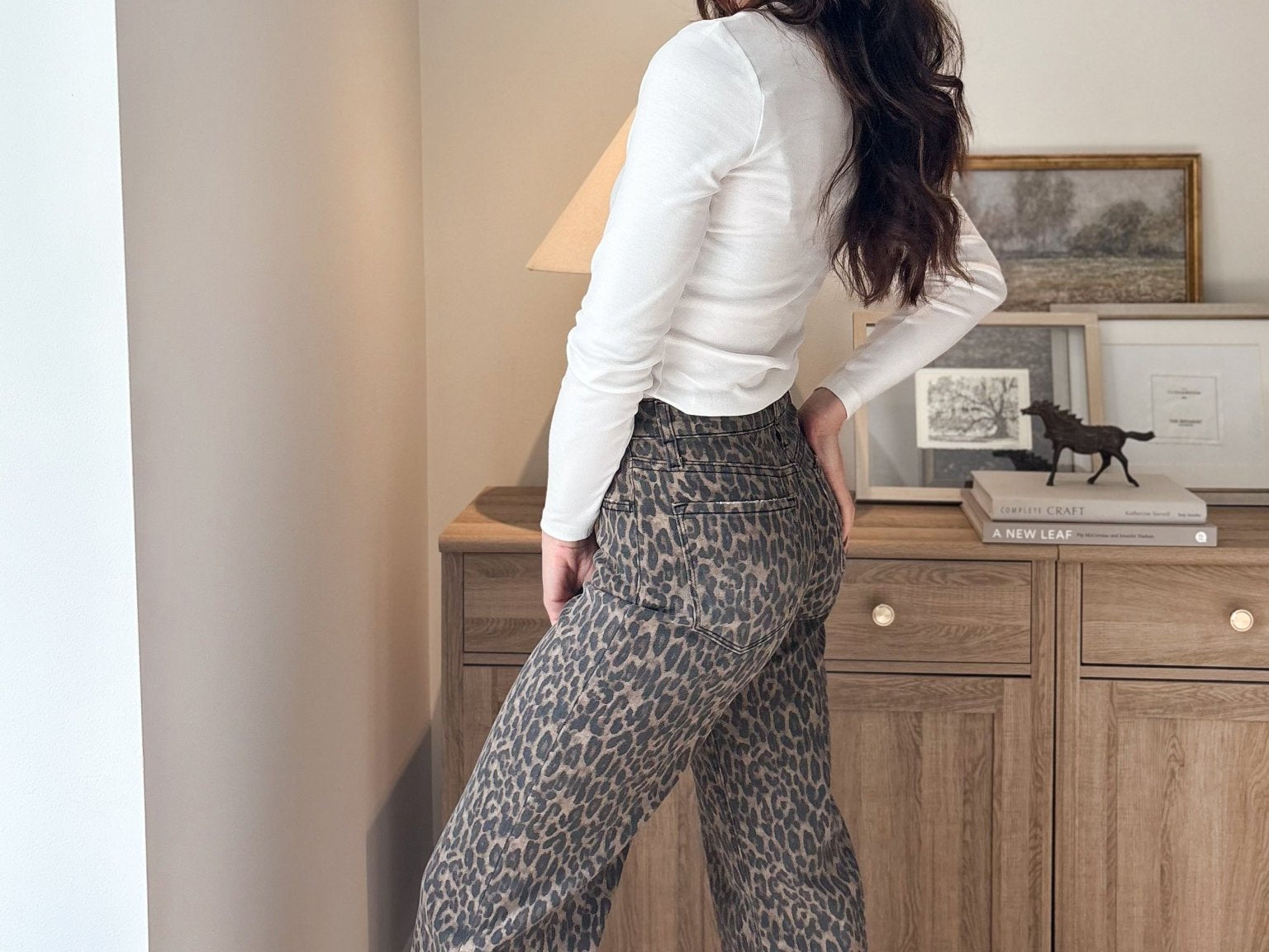 High Rise Leopard Print Waist Tie Crop Wide Jeans - Love and Lee Apparel