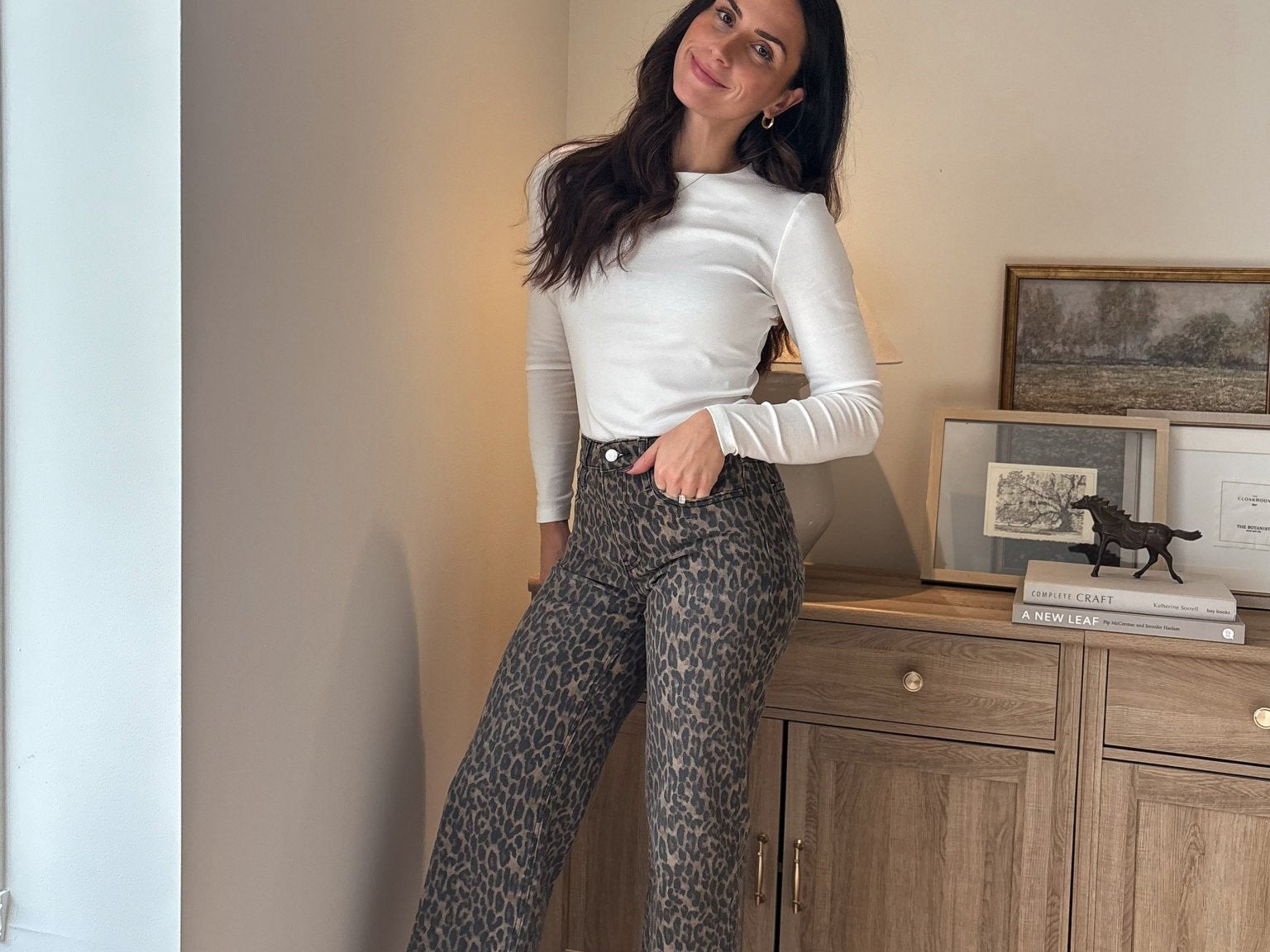 High Rise Leopard Print Waist Tie Crop Wide Jeans - Love and Lee Apparel