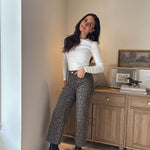 High Rise Leopard Print Waist Tie Crop Wide Jeans - Love and Lee Apparel