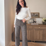 High Rise Leopard Print Waist Tie Crop Wide Jeans - Love and Lee Apparel