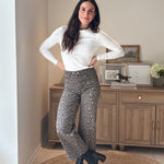 High Rise Leopard Print Waist Tie Crop Wide Jeans - Love and Lee Apparel