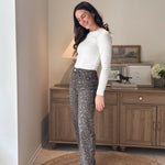 High Rise Leopard Print Waist Tie Crop Wide Jeans - Love and Lee Apparel