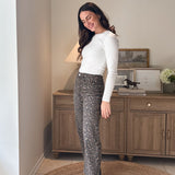 High Rise Leopard Print Waist Tie Crop Wide Jeans - Love and Lee Apparel
