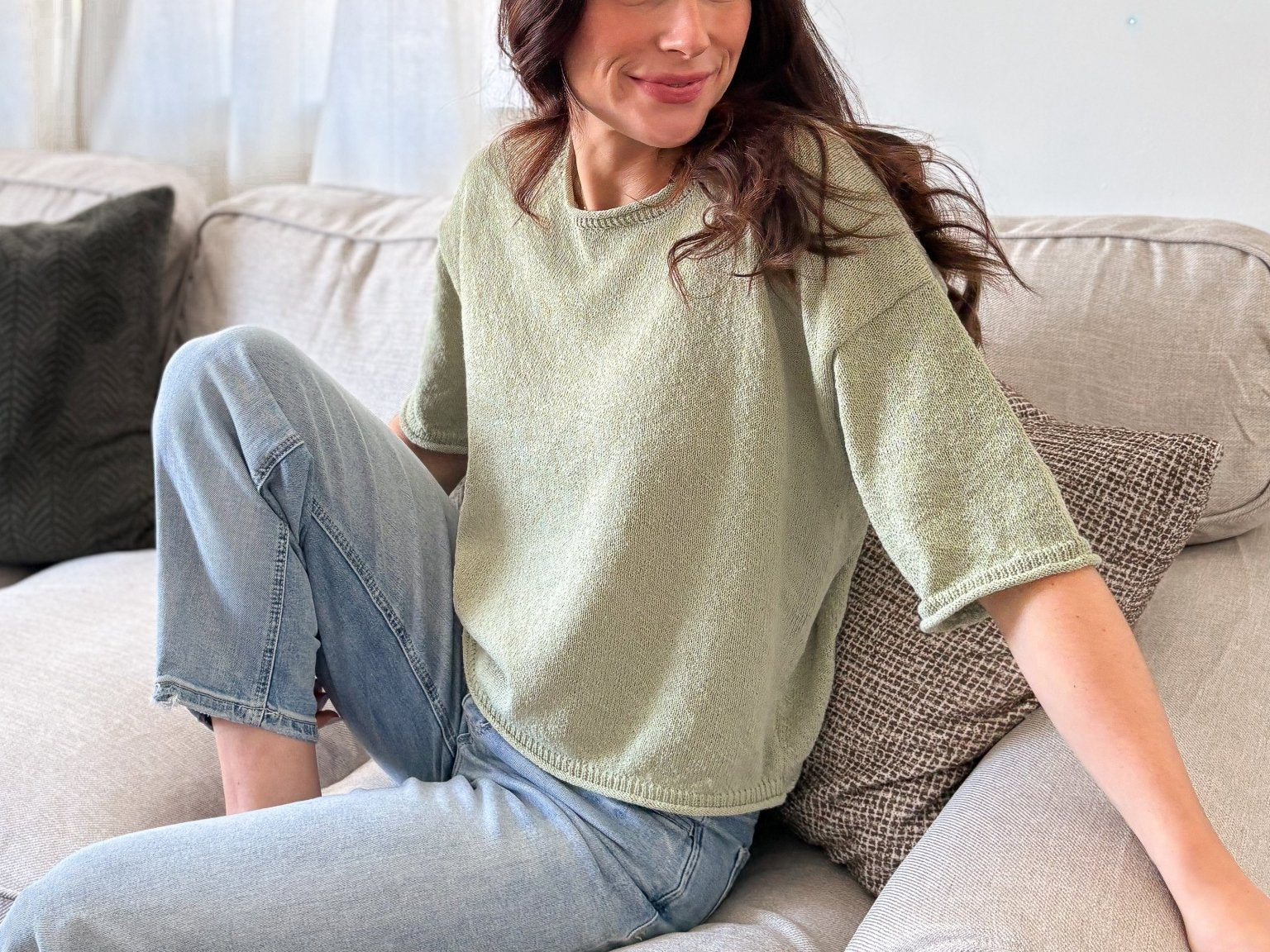 The Yasmine Raw Edge Boxy Short Sleeve Knit Sweater - Love and Lee Apparel