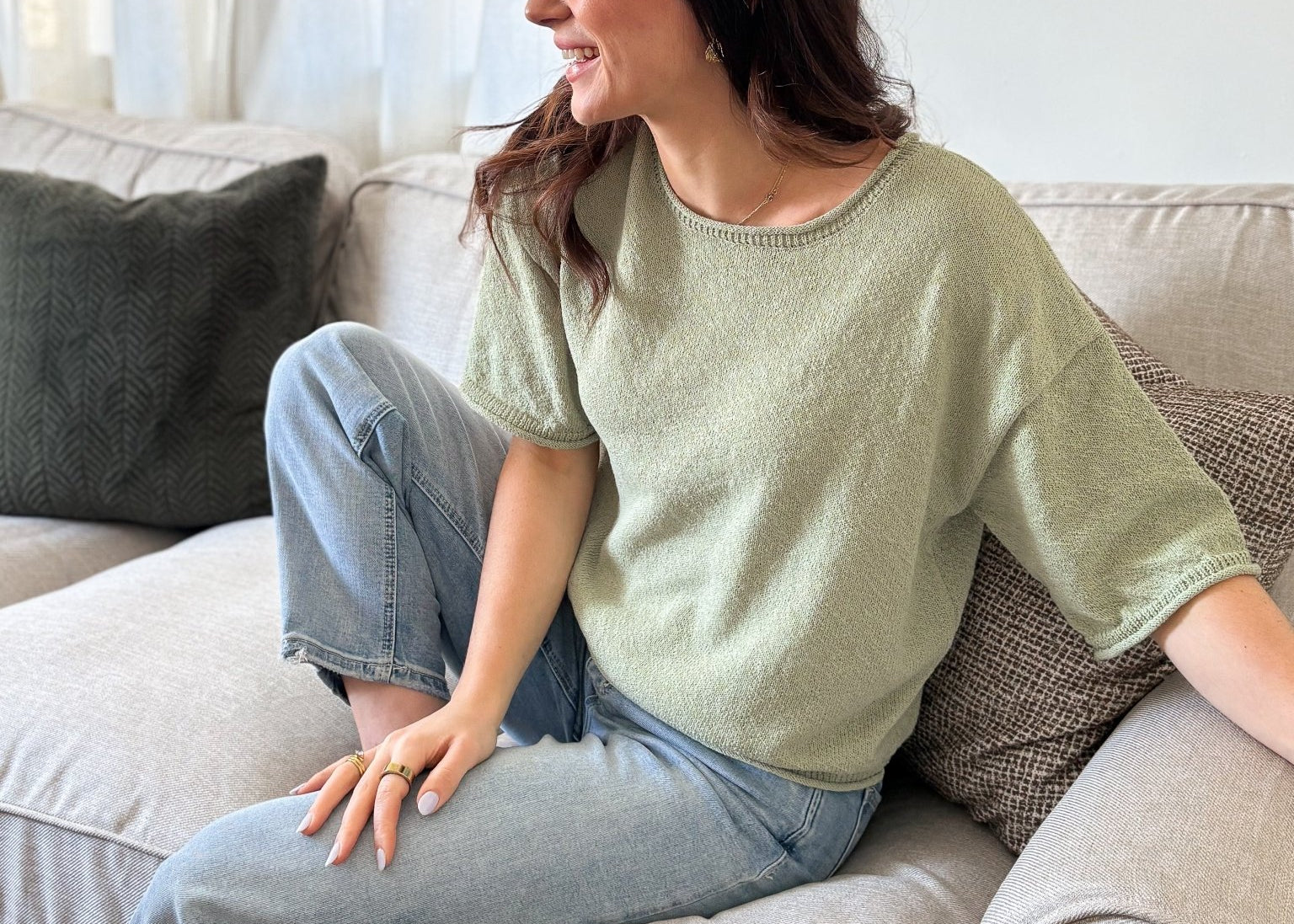 The Yasmine Raw Edge Boxy Short Sleeve Knit Sweater - Love and Lee Apparel