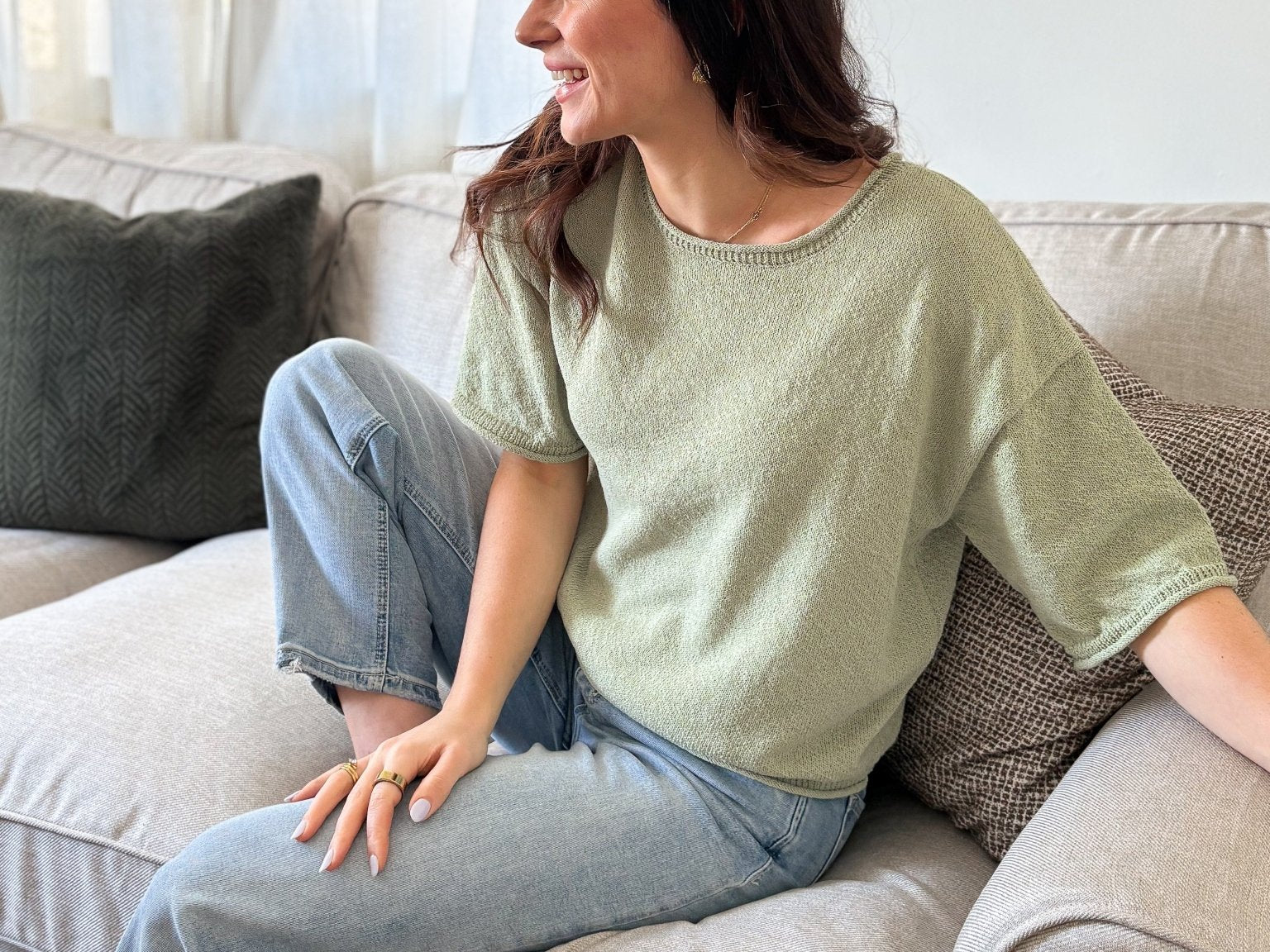 The Yasmine Raw Edge Boxy Short Sleeve Knit Sweater - Love and Lee Apparel