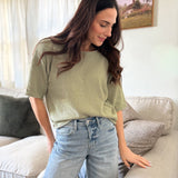 The Yasmine Raw Edge Boxy Short Sleeve Knit Sweater - Love and Lee Apparel