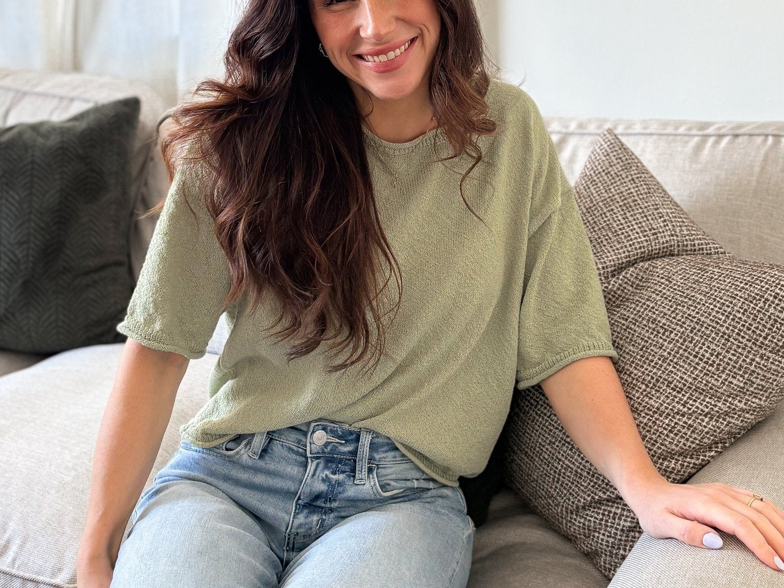 The Yasmine Raw Edge Boxy Short Sleeve Knit Sweater - Love and Lee Apparel