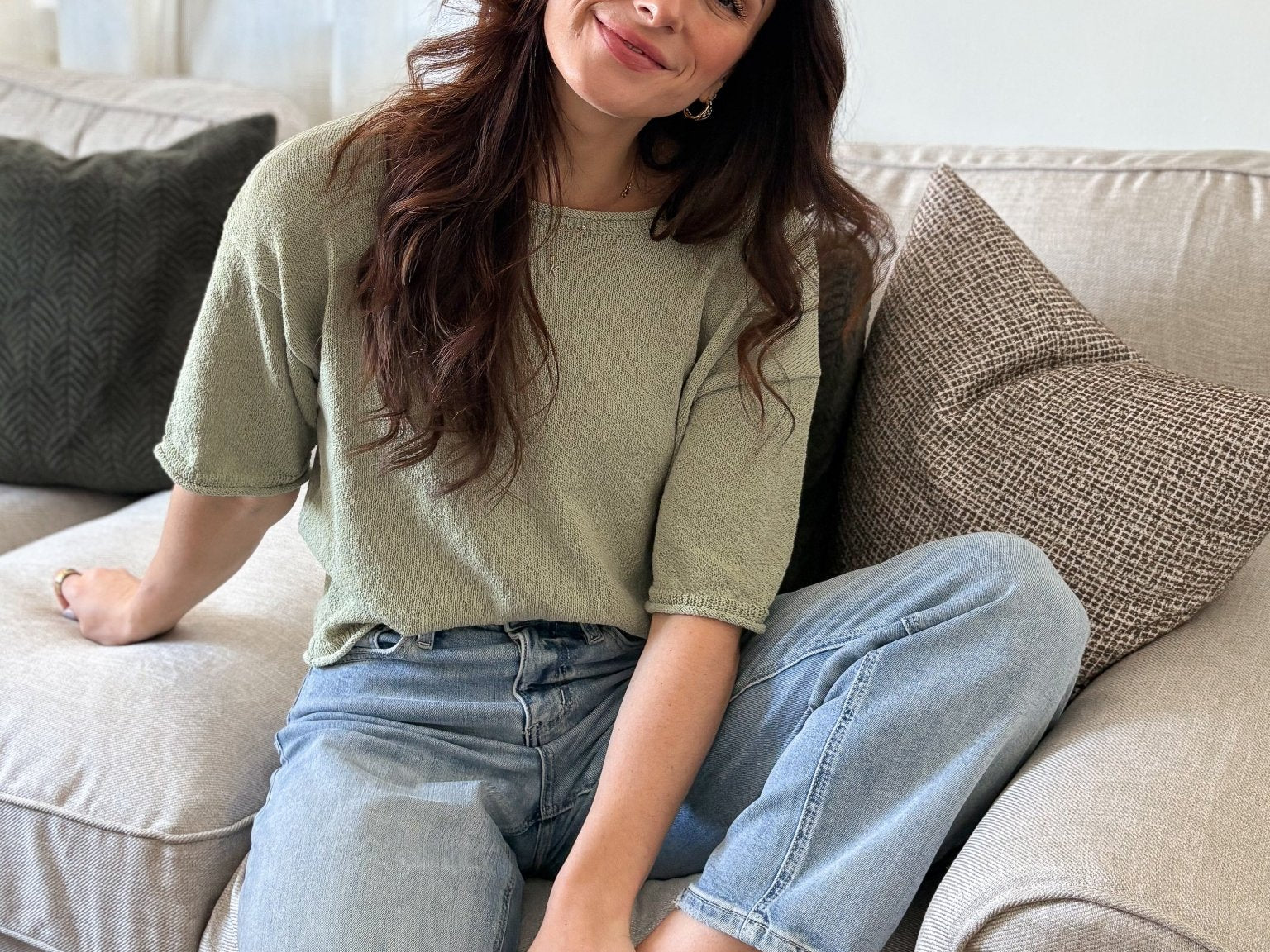 The Yasmine Raw Edge Boxy Short Sleeve Knit Sweater - Love and Lee Apparel