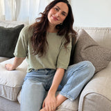 The Yasmine Raw Edge Boxy Short Sleeve Knit Sweater - Love and Lee Apparel