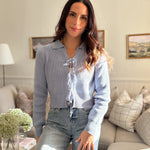 The Mimi Collared Front Tie Detail Cropped Knit Cardigan - Love and Lee Apparel
