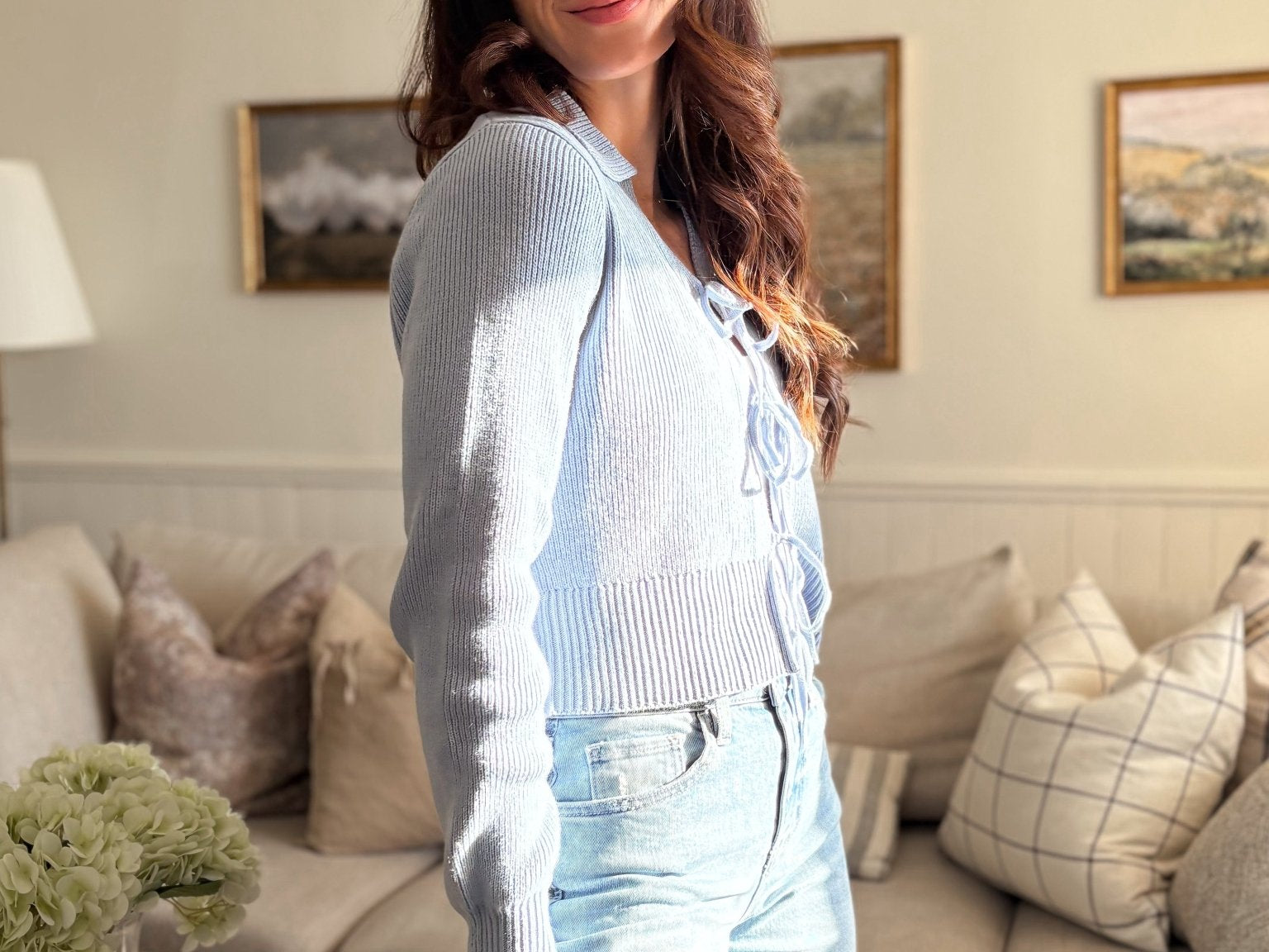 The Mimi Collared Front Tie Detail Cropped Knit Cardigan - Love and Lee Apparel