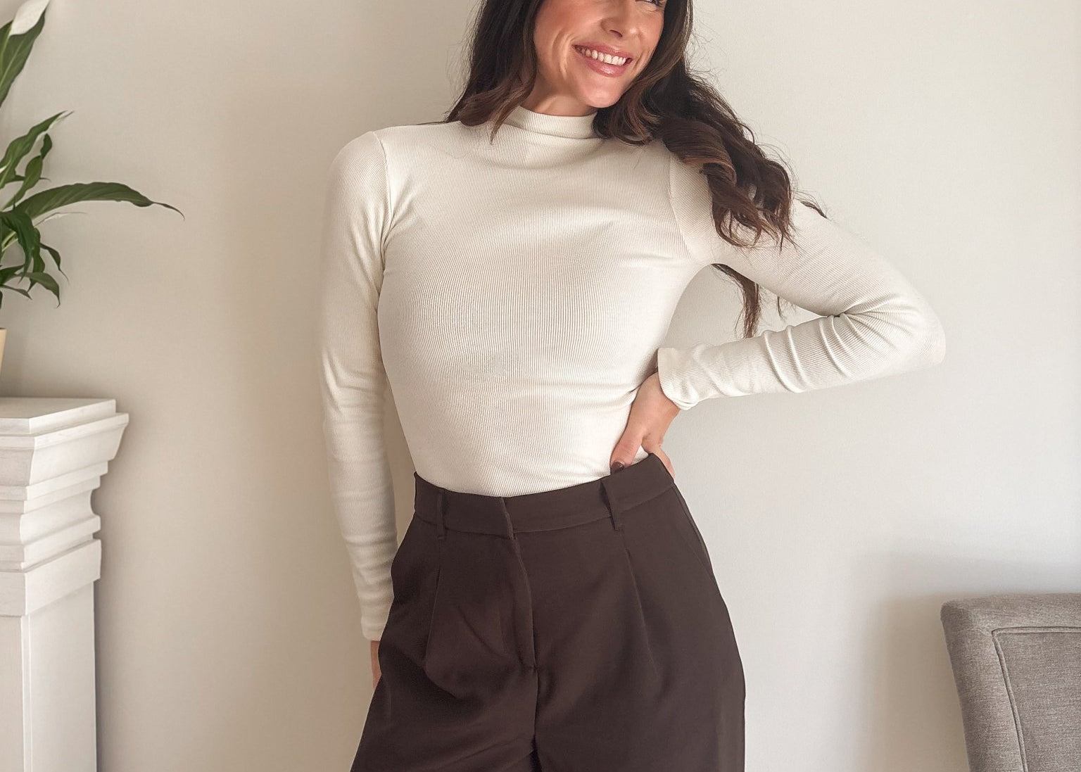The 'On the Clock' Ribbed Mock Neck Long Sleeve Top - Love and Lee Apparel