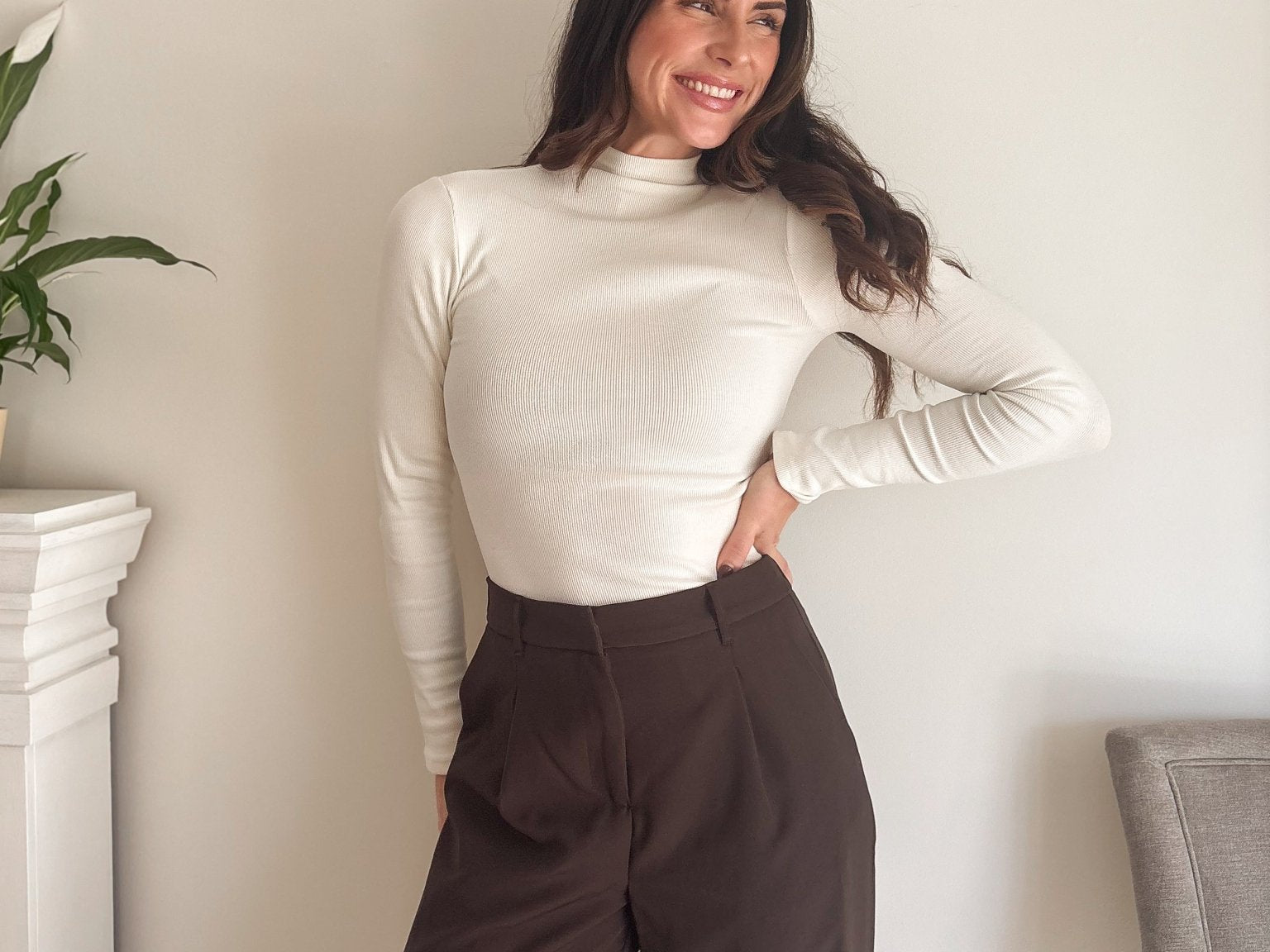 The 'On the Clock' Ribbed Mock Neck Long Sleeve Top - Love and Lee Apparel