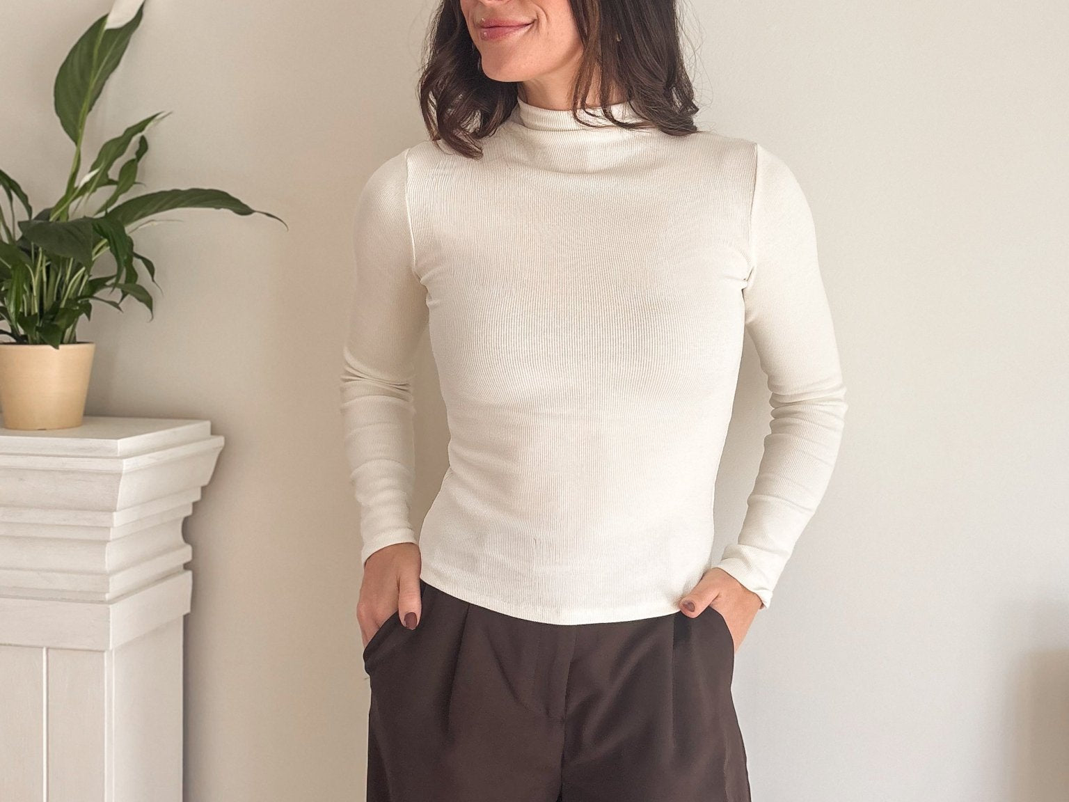 The 'On the Clock' Ribbed Mock Neck Long Sleeve Top - Love and Lee Apparel