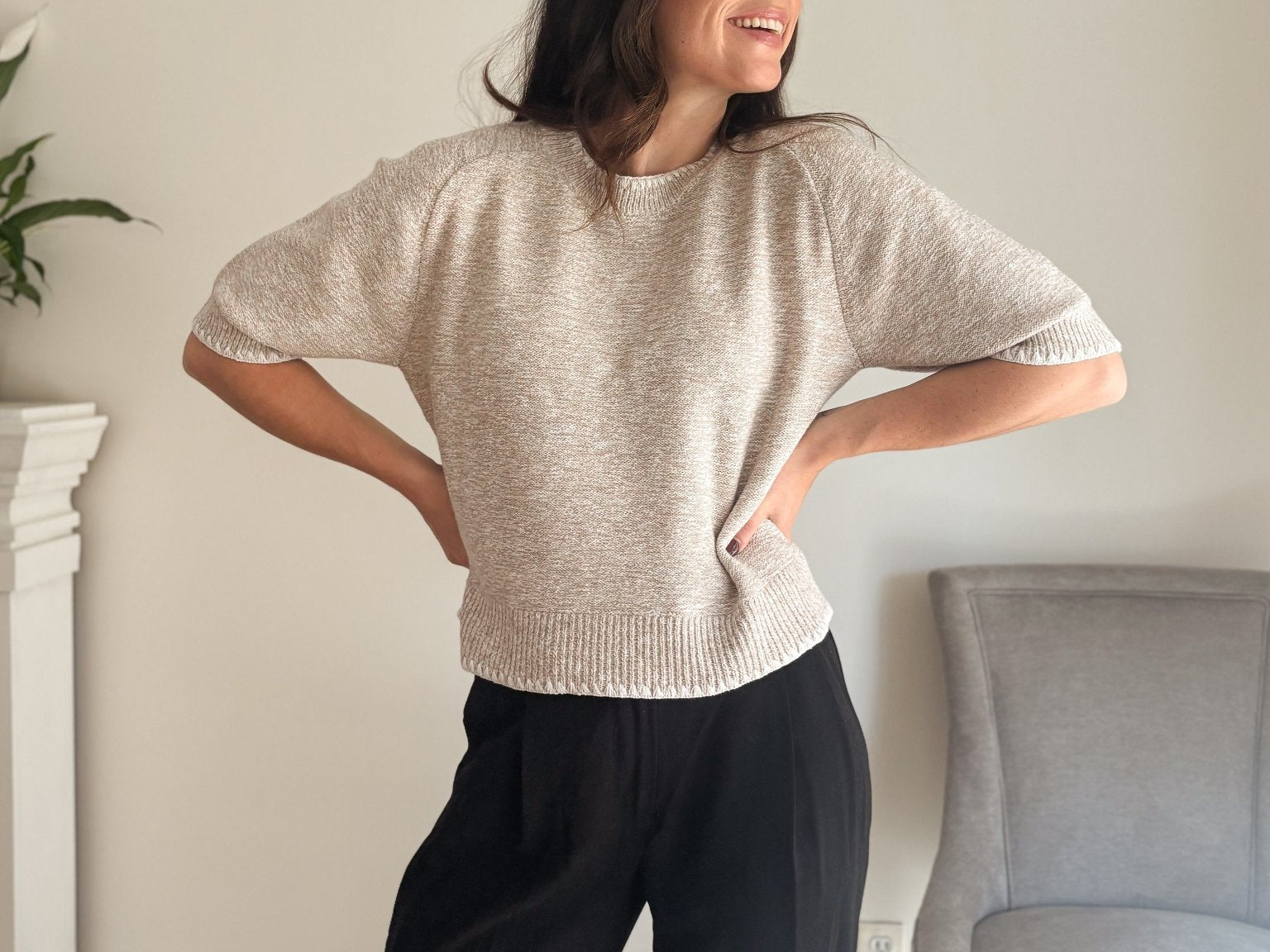 The 'Workday Essential' Contrast Trim Short Sleeve Knit Sweater - Love and Lee Apparel