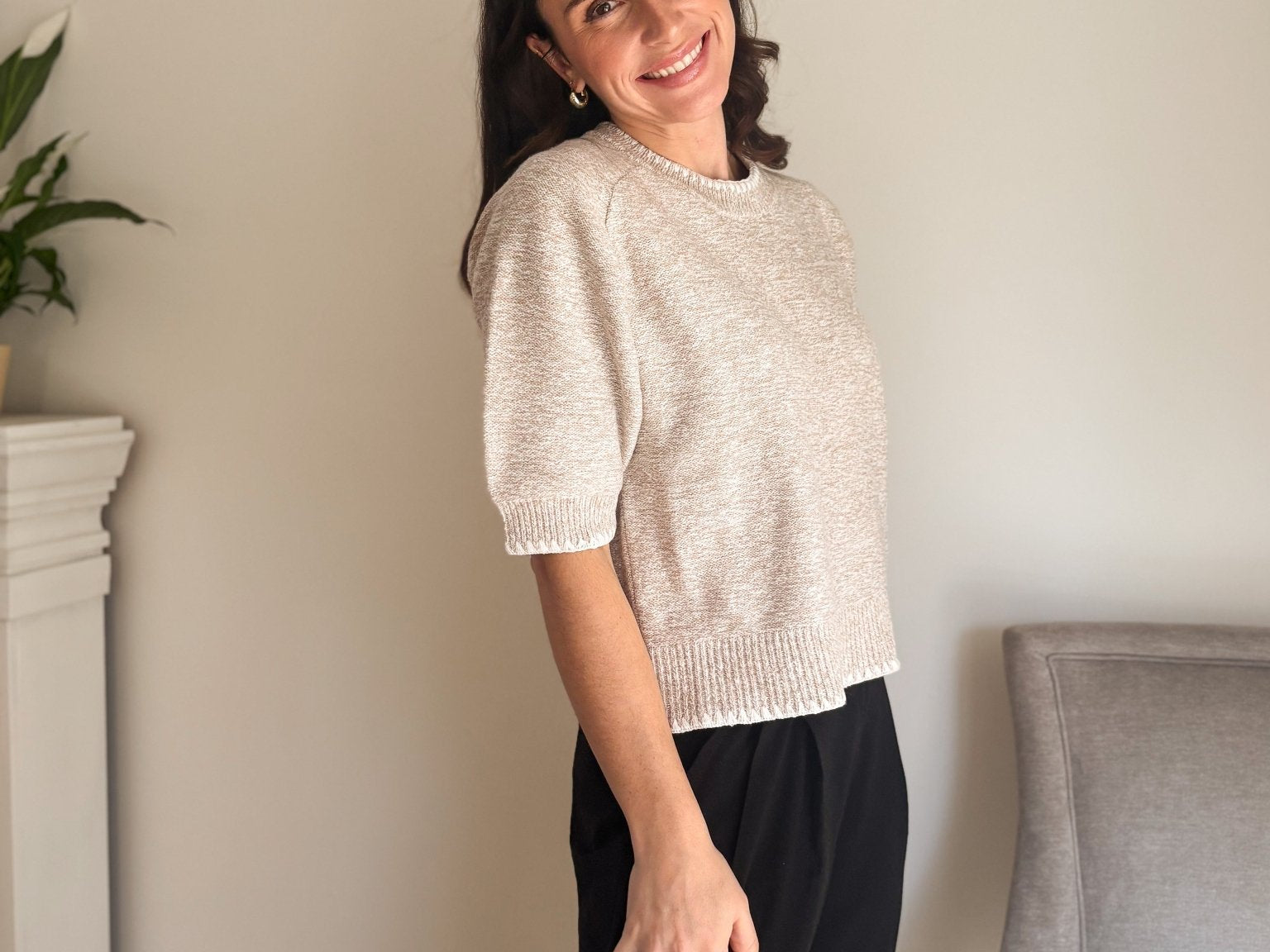 The 'Workday Essential' Contrast Trim Short Sleeve Knit Sweater - Love and Lee Apparel