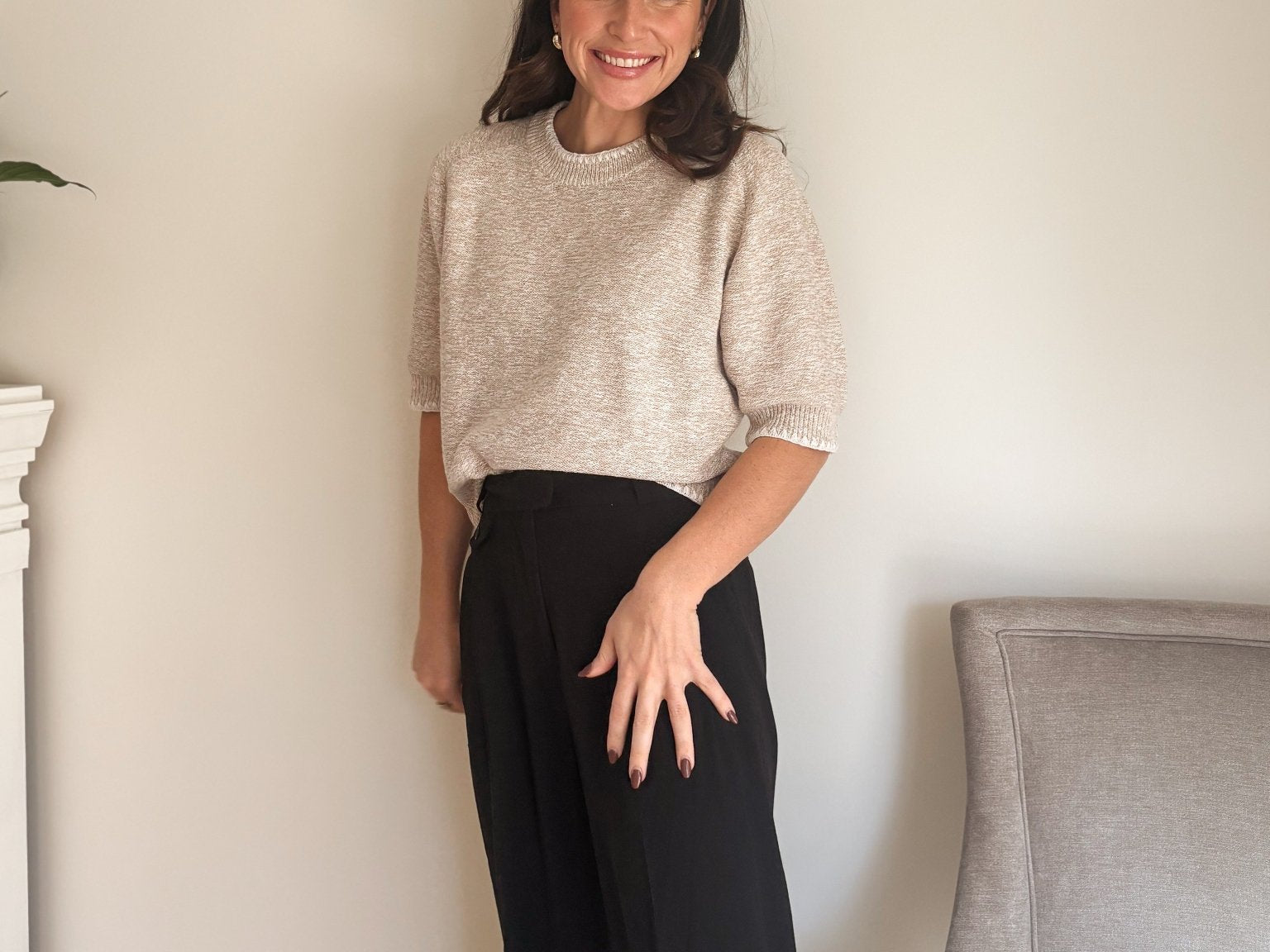 The 'Workday Essential' Contrast Trim Short Sleeve Knit Sweater - Love and Lee Apparel