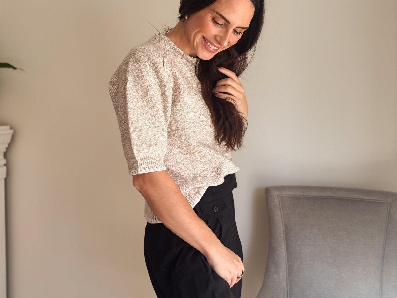 The 'Workday Essential' Contrast Trim Short Sleeve Knit Sweater - Love and Lee Apparel