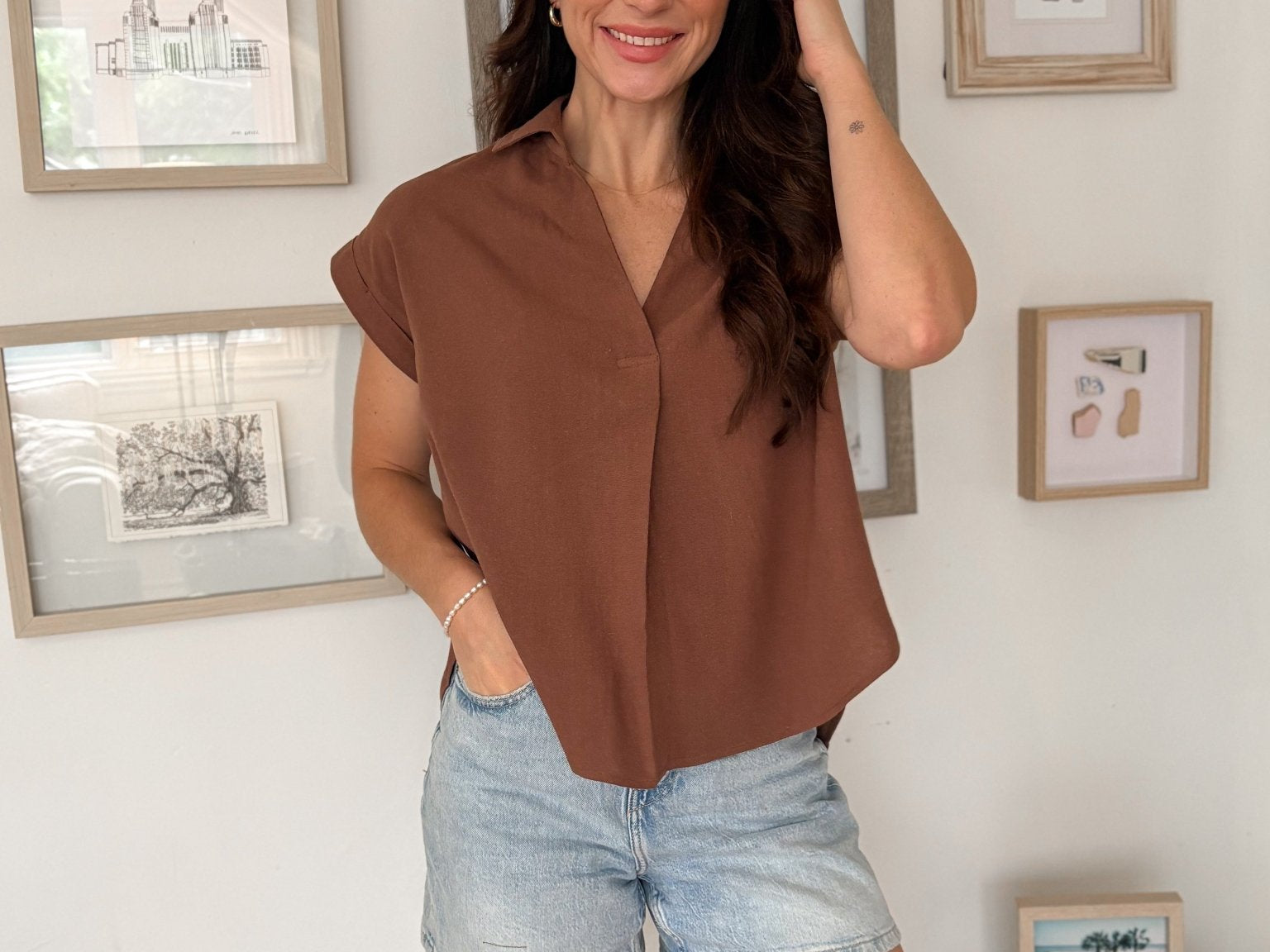 Sandy Beach Short Sleeve Blouse - Love and Lee Apparel