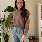 The Rhonda Long Sleeve Round Neck Soft Melange Sweater - Love and Lee Apparel