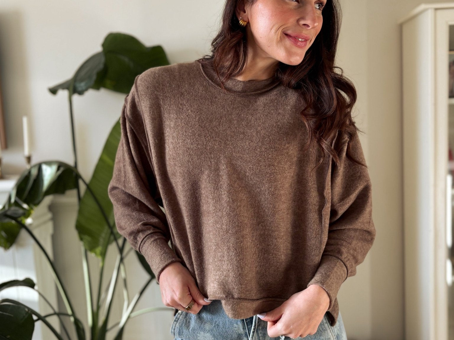 The Rhonda Long Sleeve Round Neck Soft Melange Sweater - Love and Lee Apparel