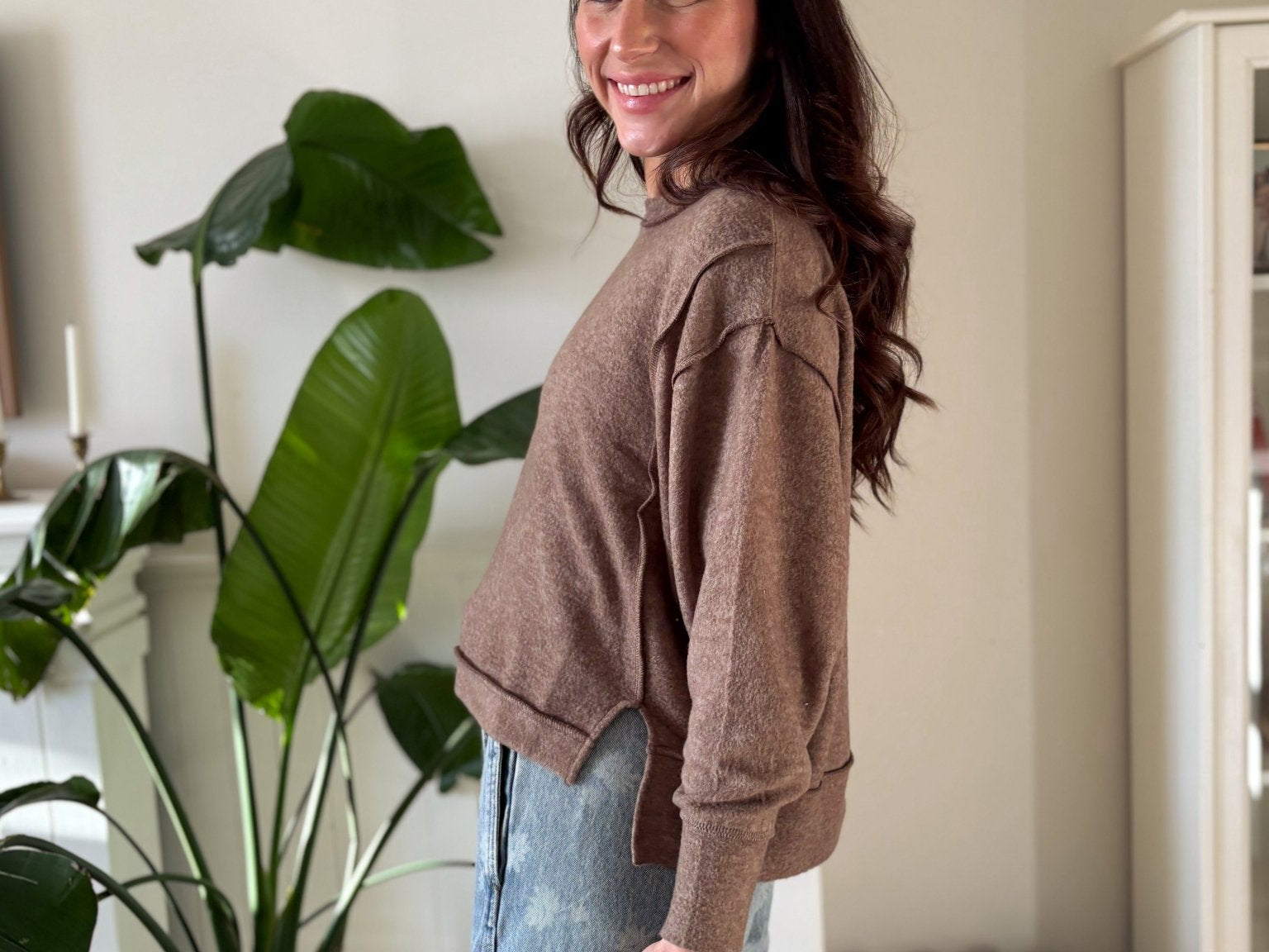 The Rhonda Long Sleeve Round Neck Soft Melange Sweater - Love and Lee Apparel
