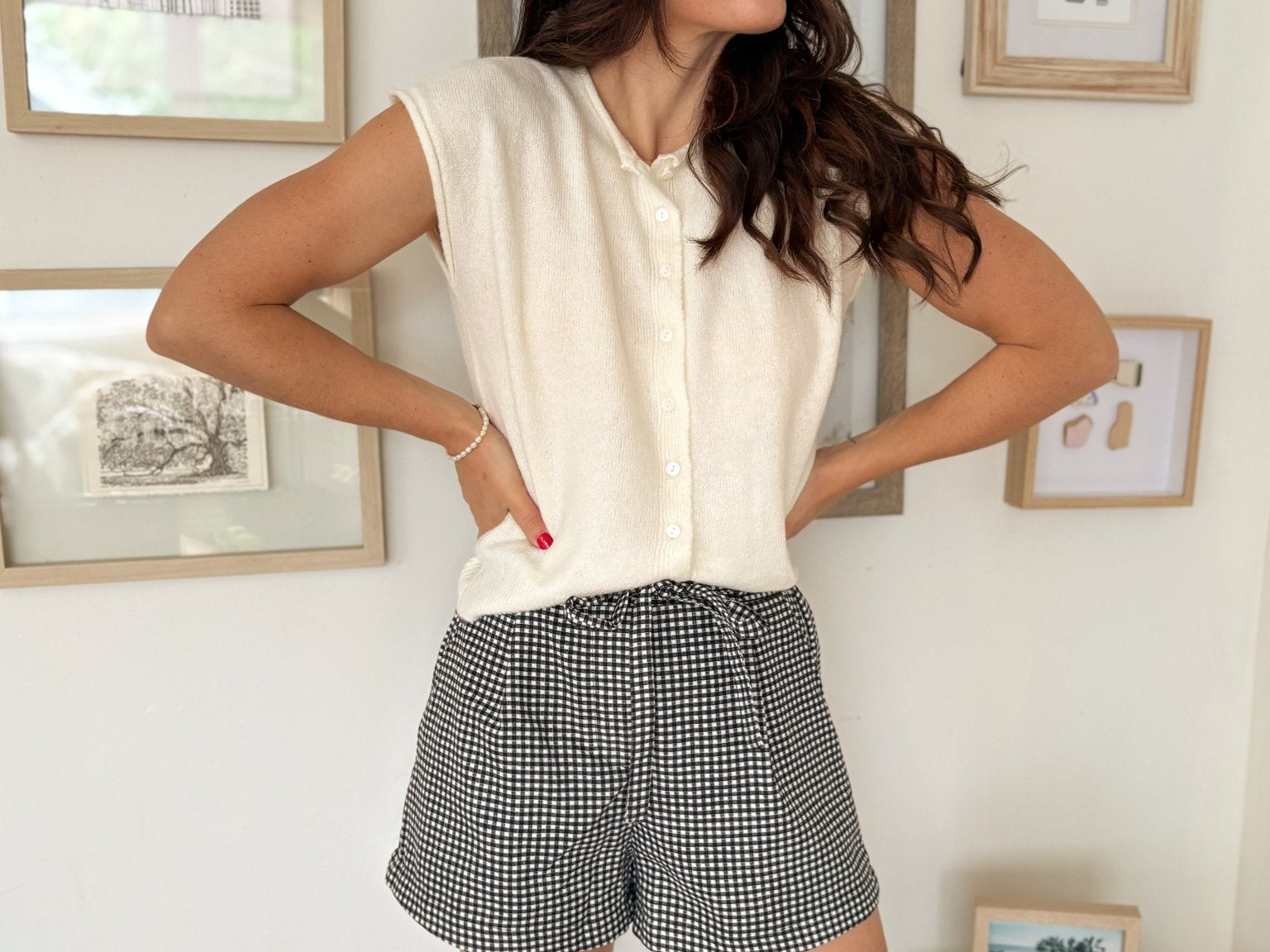 On the Shoreline Plaid Waist Belt Strap Detail Mini Shorts in Black & White - Love and Lee Apparel