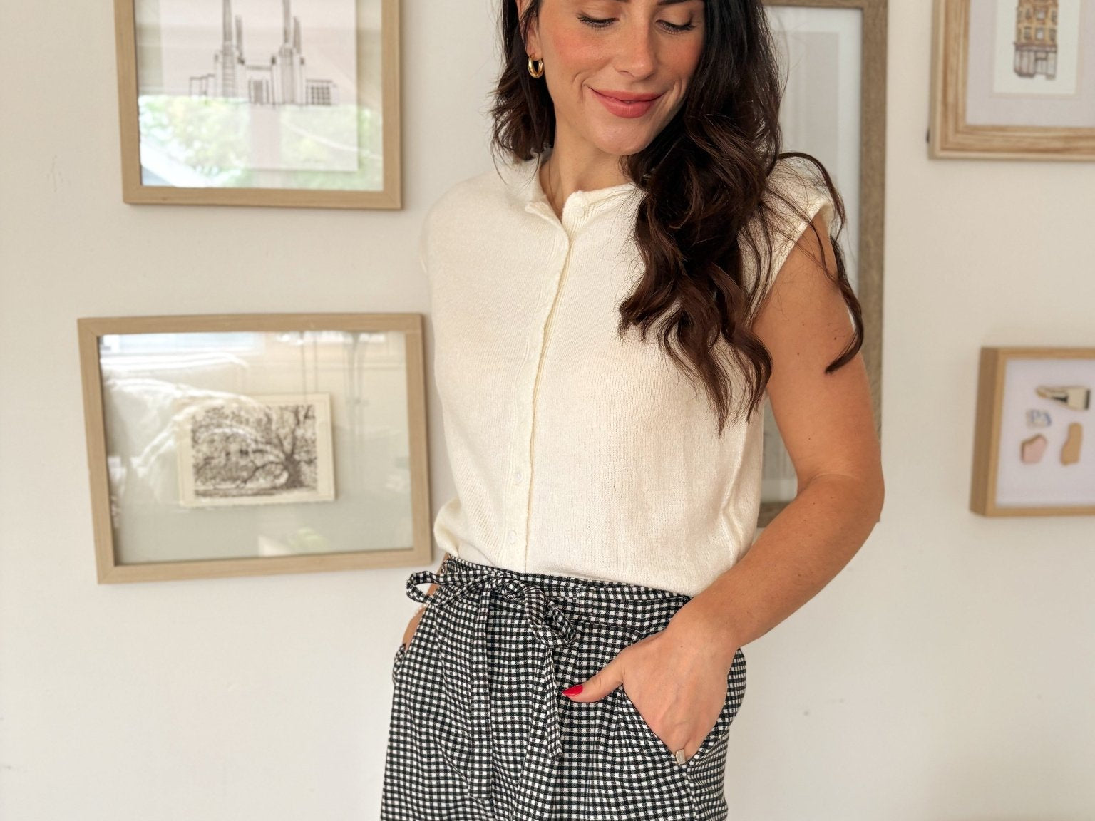 On the Shoreline Plaid Waist Belt Strap Detail Mini Shorts in Black & White - Love and Lee Apparel