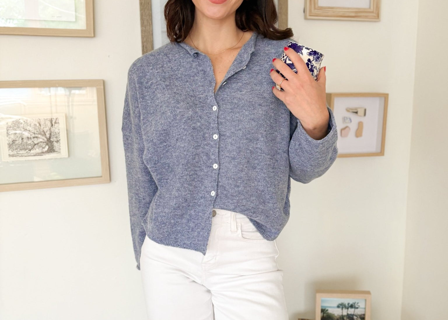 The Marina Lightweight Button Down Knit Cardigan in Dusty Blue - Love and Lee Apparel